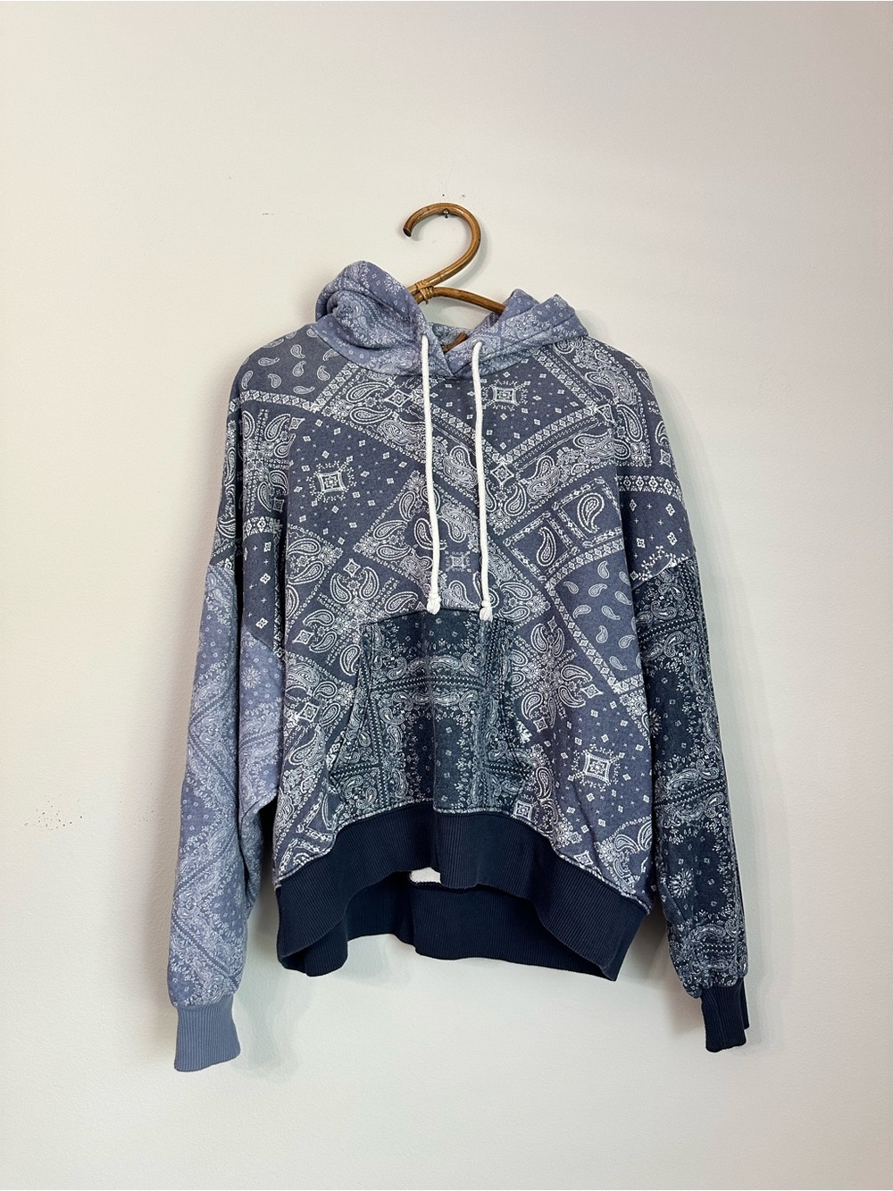 American Eagle Outfitters Blue Paisley Bandana Hoodie